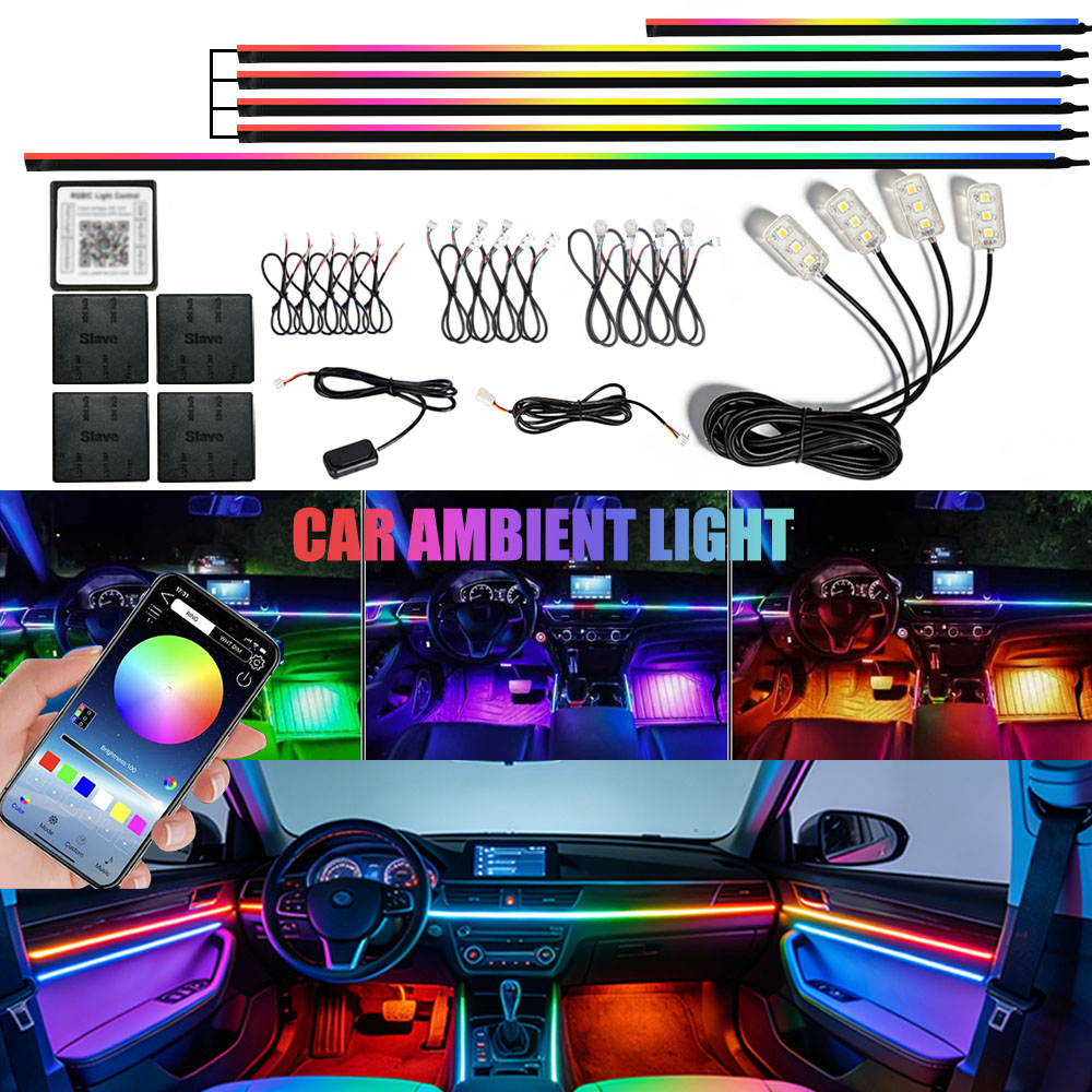 6/10/14/18/22 In1 Car Acrylic  - огляд і ціна Led Ambient Interior Car Lights App Control