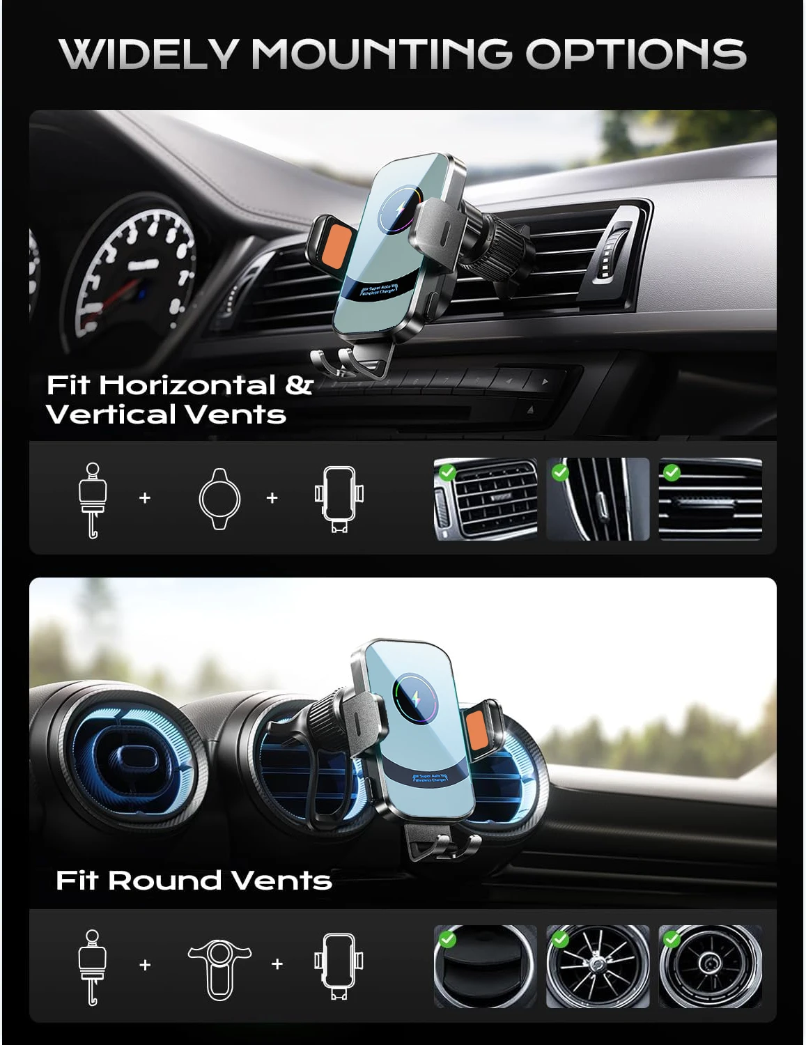 UYUXIO Wireless Car Charger Su - огляд і ціна Magnetic Phone Holder For Car Vent