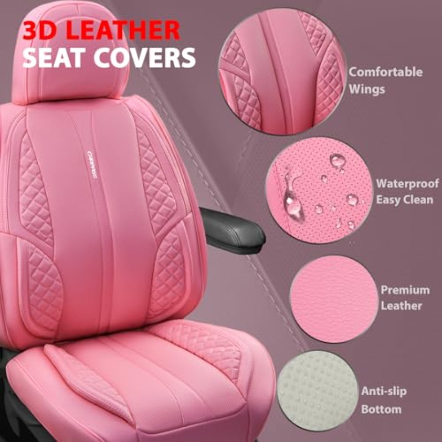 Nappa Pink PU Leather Car Seat - огляд і ціна Leather Car Seat Covers Full Set Universal