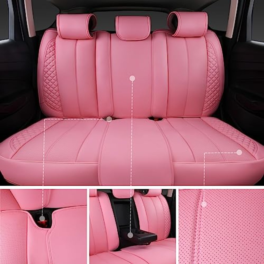 Nappa Pink PU Leather Car Seat - огляд і ціна Leather Car Seat Covers Full Set Universal