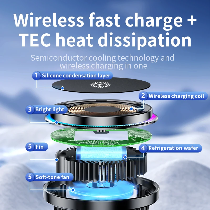 Ice Cooling Magnetic Wireless  - огляд і ціна Wireless Car Charger Mount Fast Charging