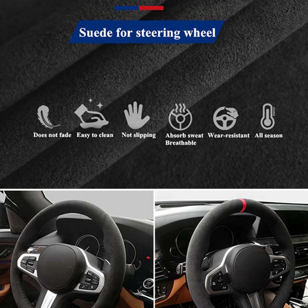 Anti-Slip  Black Suede Braid C - огляд і ціна Car Steering Wheel Cover Anti Slip Breathable