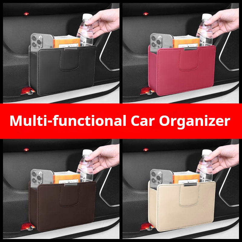 Car Trash Can Hanging Leather  - огляд і ціна Waterproof Car Trash Can With Lid
