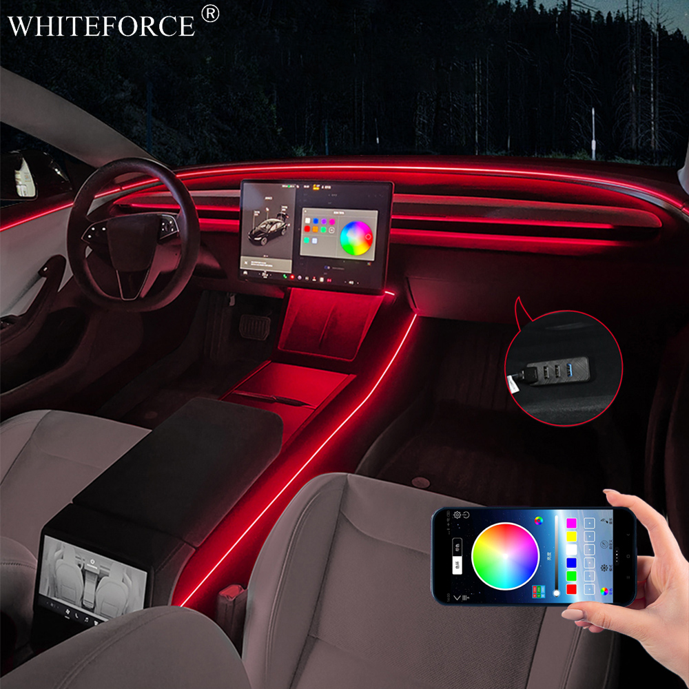 For Tesla Model Y Juniper LED  - огляд і ціна Led Ambient Interior Car Lights App Control