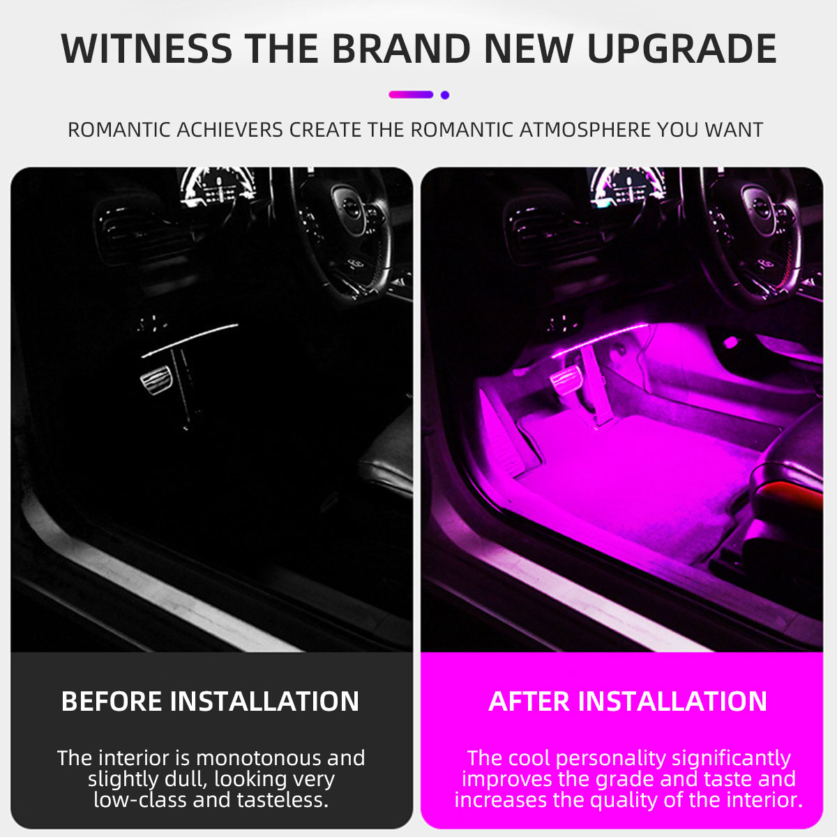 2/4in1 Neon 12/18 LED Car Inte - огляд і ціна Led Ambient Interior Car Lights App Control