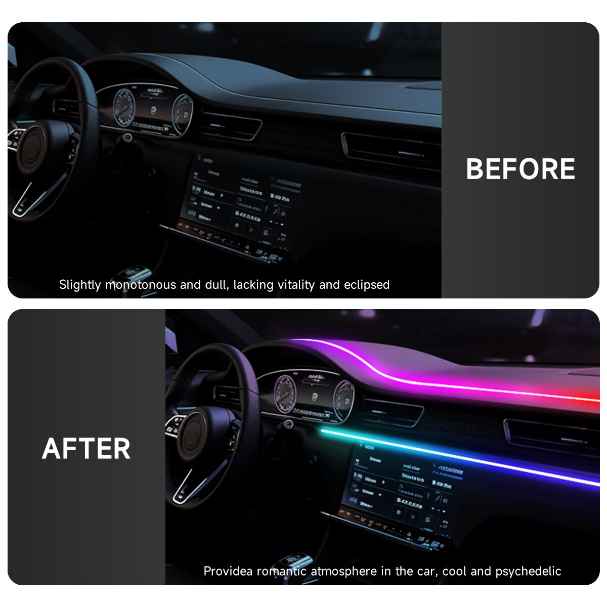 Car LED Ambient Light USB 64 C - огляд і ціна Led Ambient Interior Car Lights App Control
