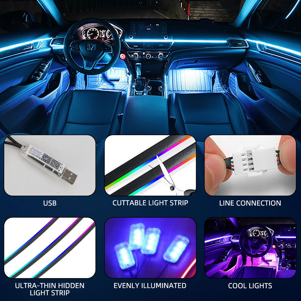Universal Symphony Car Ambient - огляд і ціна Led Ambient Interior Car Lights App Control