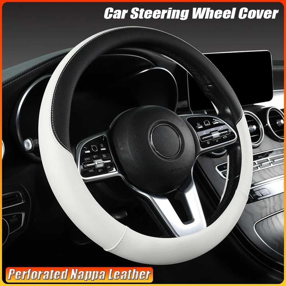 Perforated Nappa Leather Car S - огляд і ціна Car Steering Wheel Cover Anti Slip Breathable