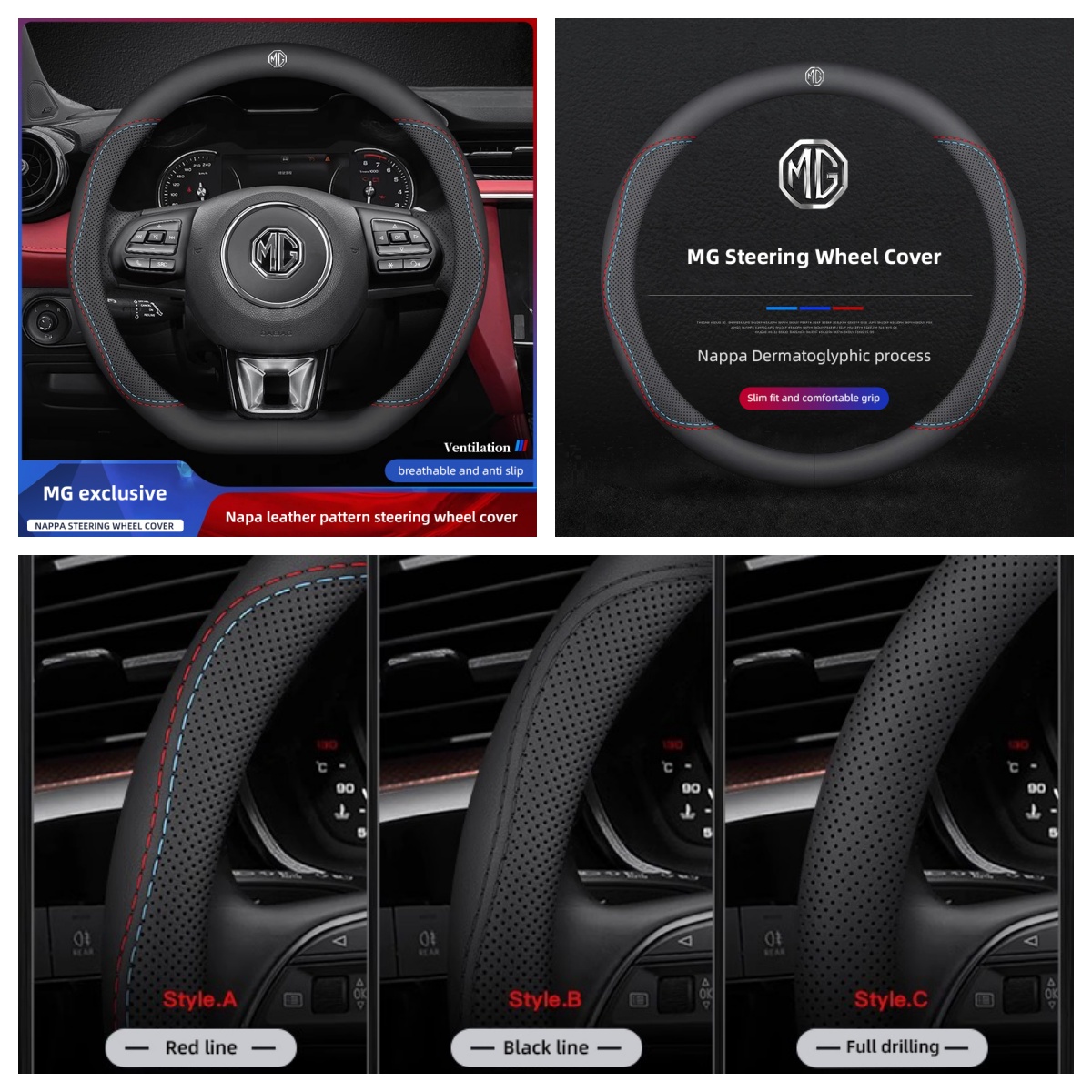 1Pcs Napa Leather Car Steering - огляд і ціна Car Steering Wheel Cover Anti Slip Breathable