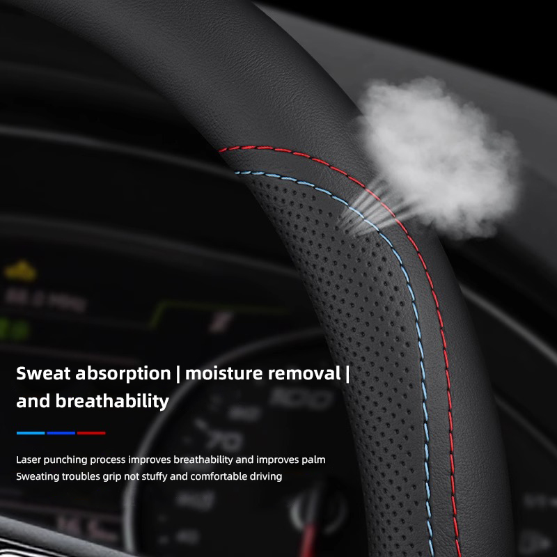 1Pcs Napa Leather Car Steering - огляд і ціна Car Steering Wheel Cover Anti Slip Breathable