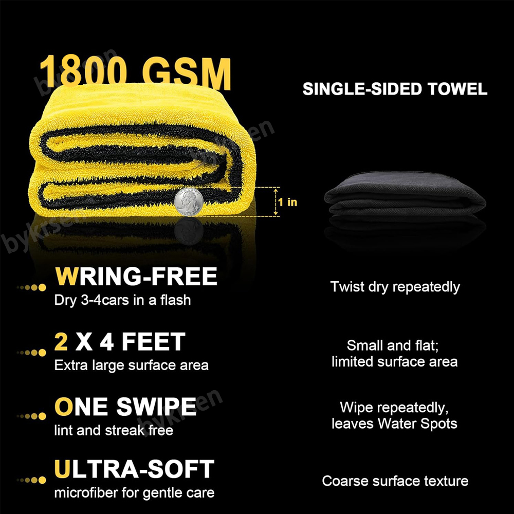 1800GSM Oversized Microfiber C - огляд і ціна Microfiber Car Drying Towel Super Absorbent