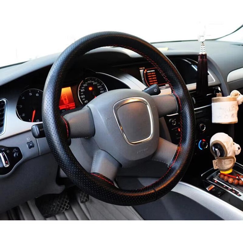 New 36 38 40cm Genuine Leather - огляд і ціна Car Steering Wheel Cover Anti Slip Breathable